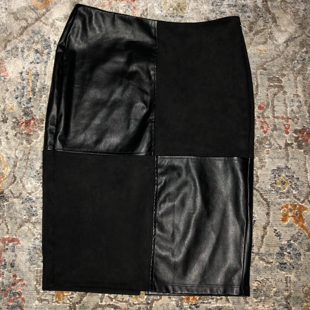 Black Suede Leather Skirt